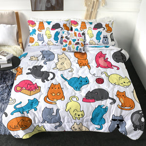 4 Pieces Cartooned Cats SWBD0093 Comforter Set