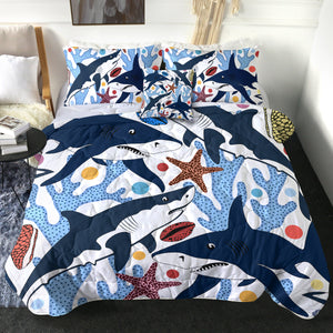 4 Pieces Coral Shark SWBD0094 Comforter Set