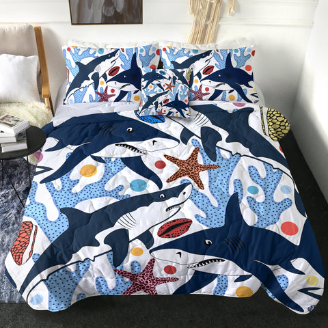 Image of 4 Pieces Coral Shark SWBD0094 Comforter Set