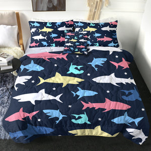 4 Pieces Shark Shadows SWBD0102 Comforter Set