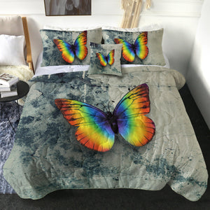 4 Pieces Rainbow Butterfly SWBD0284 Comforter Set