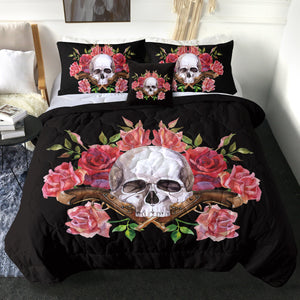 4 Pieces Skull Guns & Roses SWBD0288 Comforter Set