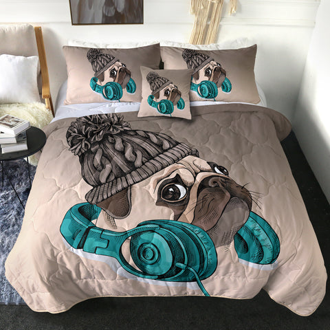 Image of 4 Pieces Cool Pug SWBD0296 Comforter Set