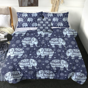 4 Pieces Elephants SWBD0297 Comforter Set