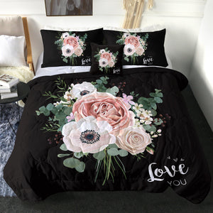 4 Pieces Rose Bouquet SWBD0299 Comforter Set