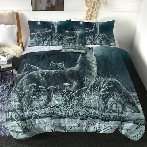 Image of 4 Pieces Winter Wolves SWBD0302 Comforter Set