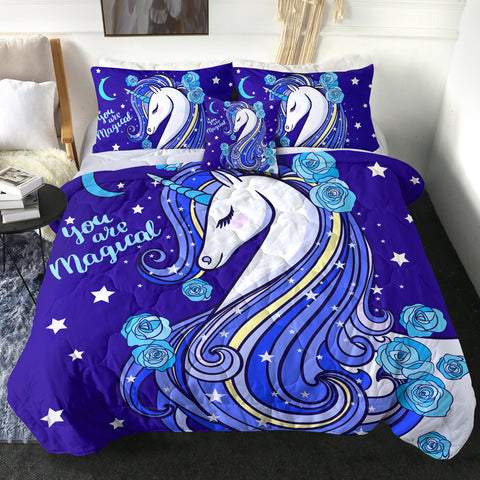 Image of 4 Pieces Magical Unicorn SWBD0305 Comforter Set