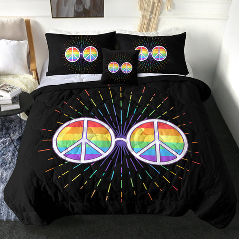 Image of 4 Pieces Peace Glasses SWBD0308 Comforter Set