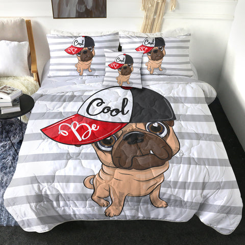 Image of 4 Pieces Be Cool Pug SWBD0309 Comforter Set