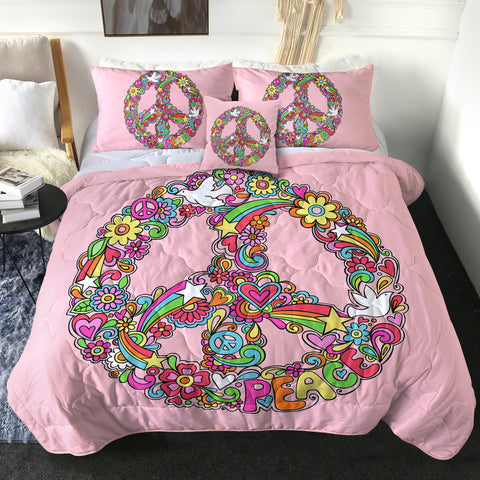 Image of 4 Pieces Peace Sign SWBD0445 Comforter Set