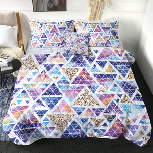 4 Pieces Geometric Pyramids SWBD0452 Comforter Set