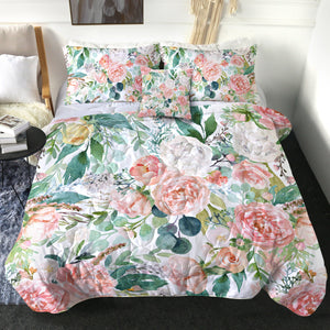 4 Pieces Flowery SWBD0459 Comforter Set