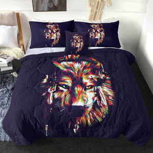 4 Pieces Warchief Wolf SWBD0469 Comforter Set