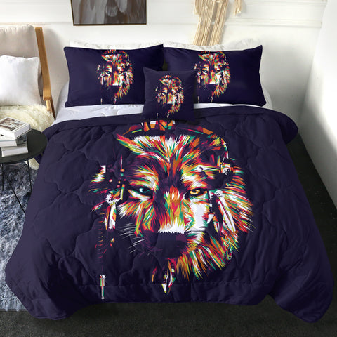 Image of 4 Pieces Warchief Wolf SWBD0469 Comforter Set