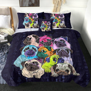 4 Pieces Pug Gang SWBD0471 Comforter Set