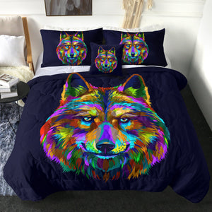 4 Pieces Wolf SWBD0472 Comforter Set