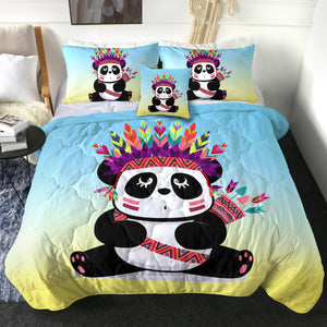 4 Pieces Tribal Panda SWBD0476 Comforter Set