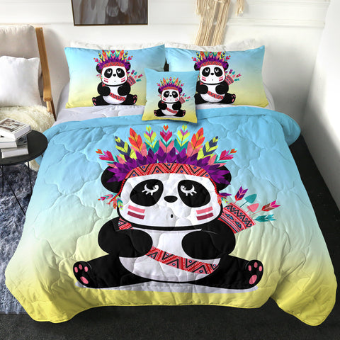 Image of 4 Pieces Tribal Panda SWBD0476 Comforter Set