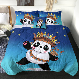 4 Pieces Tribal Panda SWBD0477 Comforter Set