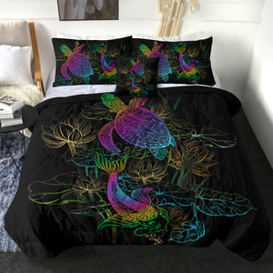 4 Pieces Night Turtle SWBD0478 Comforter Set