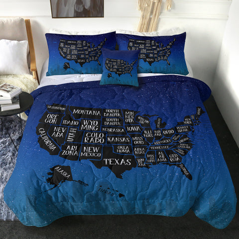 Image of 4 Pieces US States SWBD0479 Comforter Set