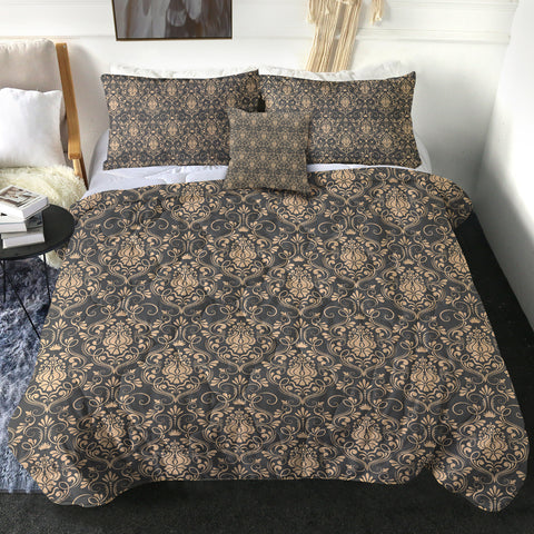 Image of 4 Pieces Brown Wallpaper SWBD0481 Comforter Set