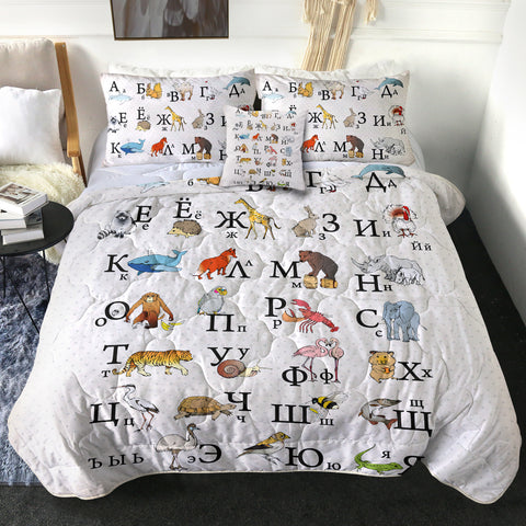 Image of 4 Pieces Slavic Animal Alphabet SWBD0492 Comforter Set