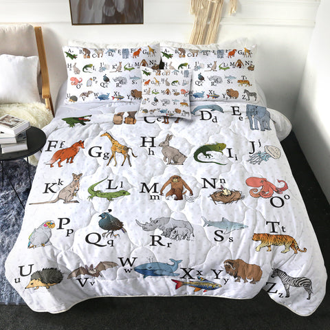 Image of 4 Pieces Animal Alphabet SWBD0494 Comforter Set