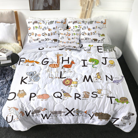 Image of 4 Pieces Animal Alphabet SWBD0498 Comforter Set