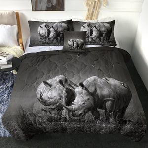 4 Pieces B&W Rhinos SWBD0500 Comforter Set