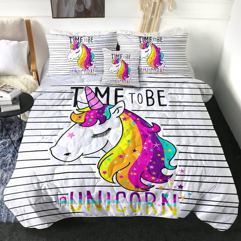 Image of 4 Pieces Unicorn Time SWBD0505 Comforter Set