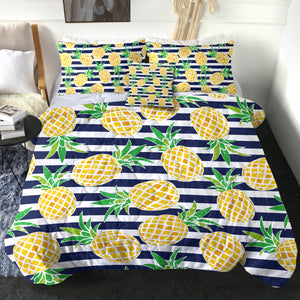 4 Pieces Pineapple Stripes SWBD0510 Comforter Set