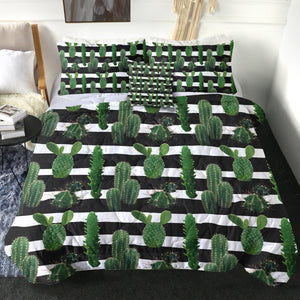 4 Pieces Stripe Cacti SWBD0511 Comforter Set