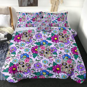 4 Pieces Gaudy Skull SWBD0519 Comforter Set