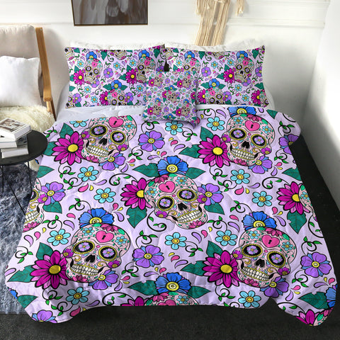 Image of 4 Pieces Gaudy Skull SWBD0519 Comforter Set