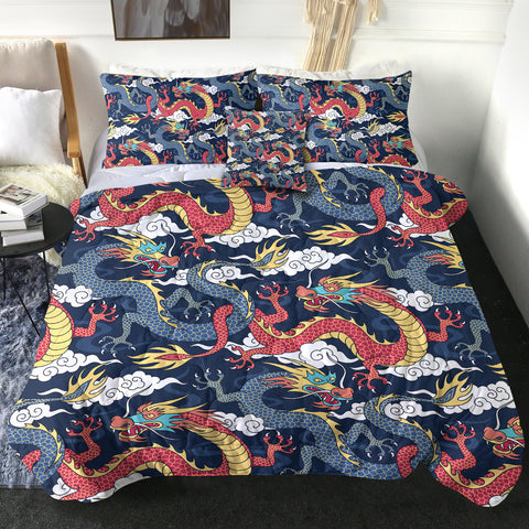 Image of 4 Pieces Dragons SWBD0520 Comforter Set
