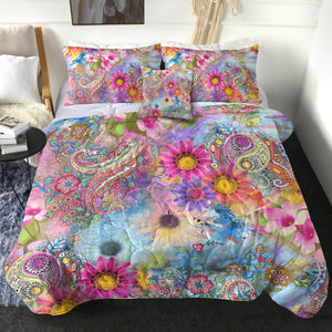 4 Pieces Exotic Flowery SWBD0524 Comforter Set