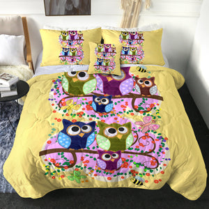 4 Pieces Owls SWBD0528 Comforter Set
