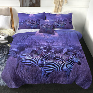 4 Pieces Purple Savannah Sunset SWBD0533 Comforter Set