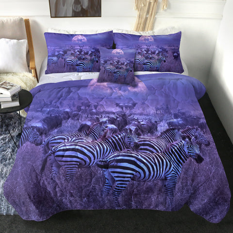 Image of 4 Pieces Purple Savannah Sunset SWBD0533 Comforter Set