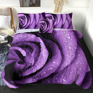 4 Pieces Purple Rose SWBD0625 Comforter Set