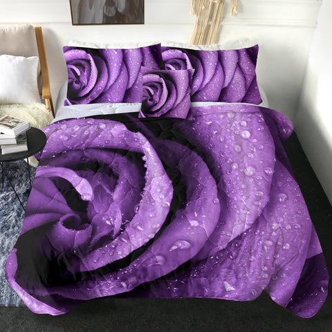 Image of 4 Pieces Purple Rose SWBD0625 Comforter Set
