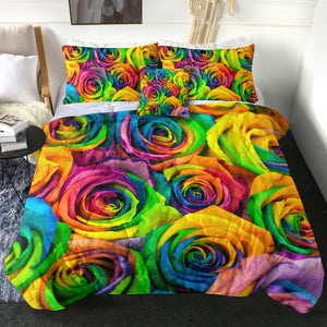 4 Pieces Multicolored Roses SWBD0627 Comforter Set