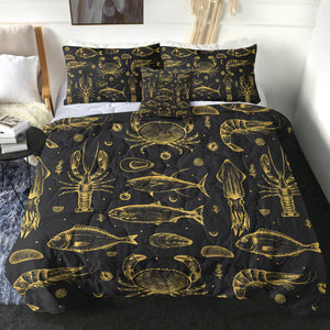 4 Pieces Seafood SWBD0646 Comforter Set