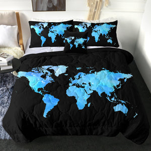 4 Pieces World Map SWBD0663 Comforter Set