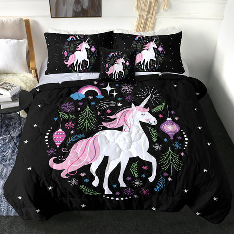 Image of 4 Pieces Starry Unicorn SWBD0665 Comforter Set