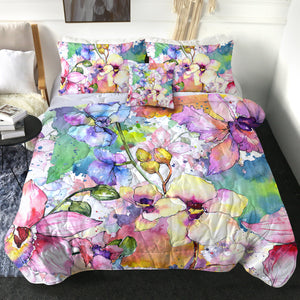 4 Pieces Floral Themed SWBD0666 Comforter Set