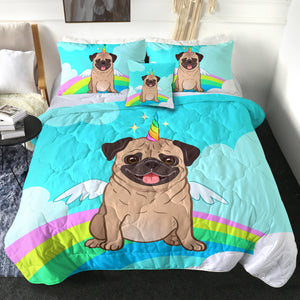 4 Pieces Rainbow Pug SWBD0679 Comforter Set