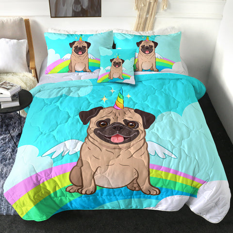 Image of 4 Pieces Rainbow Pug SWBD0679 Comforter Set