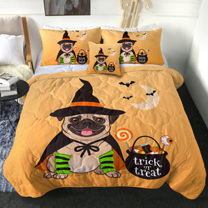 4 Pieces Witch Pug SWBD0681 Comforter Set